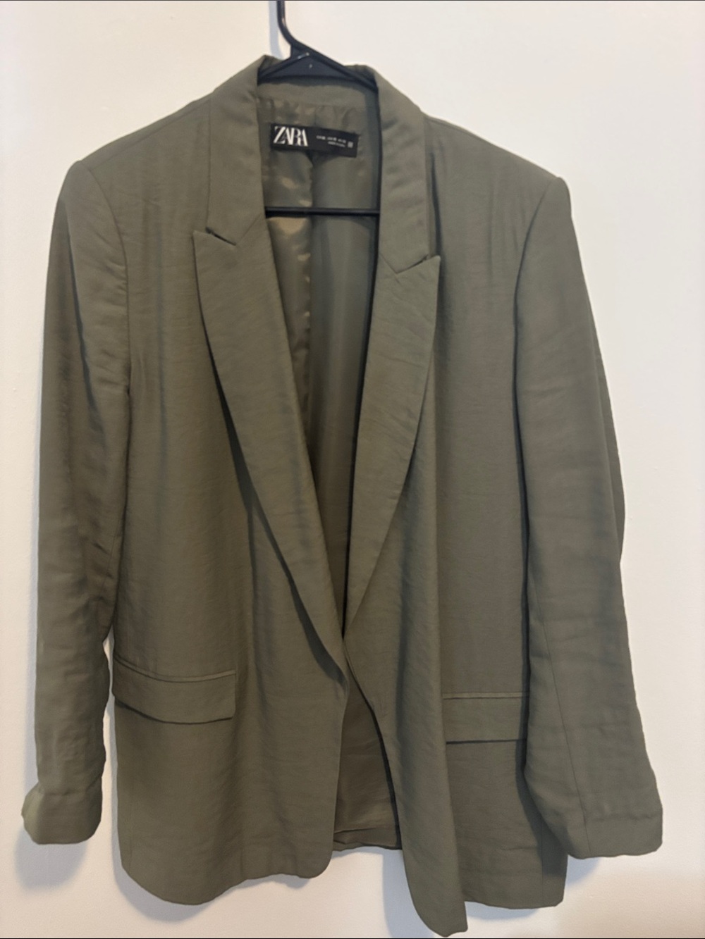 Zara Olive Blazer Jacket in Military Green